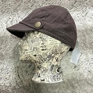 NWT Minicci Y2K 2000s Brown 100% Cotton Short Bill Cap/Hat w Button Detail
